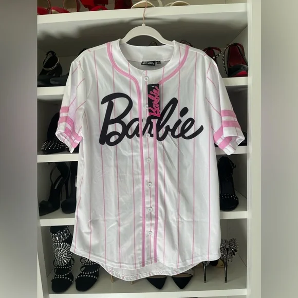 Official Barbie Baseball Jersey Size Small Pink & White New - Picture 7 of 7